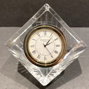 Waterford Crystal Diamond Clock with Gold and Silver Accents